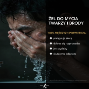 Żel do mycia twarzy i brody na szarym tle Unit4Men