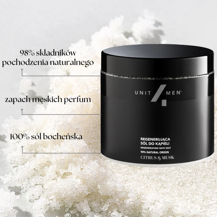 Sól do kąpieli Citrus&Musk — korzyści i działanie Unit4Men