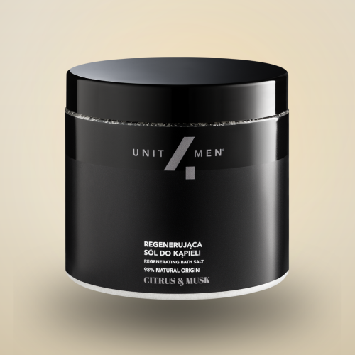 Regenerująca sól do kąpieli Unit4Men – Citrus&Musk, słoik produktu