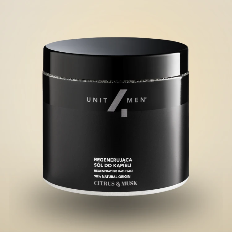 Regenerująca sól do kąpieli Unit4Men – Citrus&Musk, słoik produktu