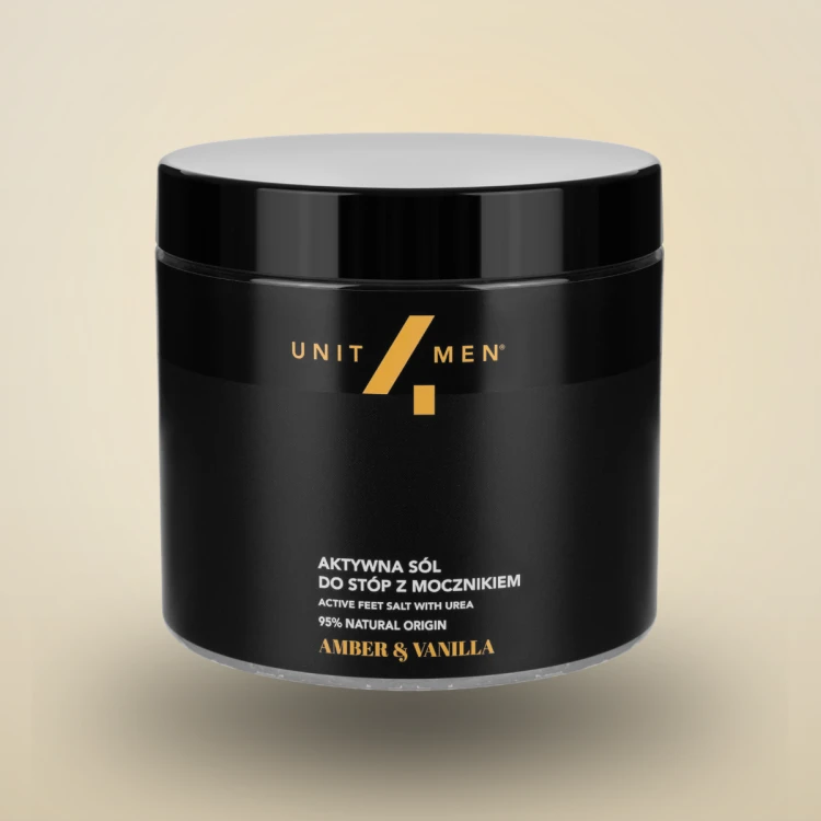 Aktywna sól do stóp z mocznikiem Unit4Men – Amber&Vanilla, słoik produktu
